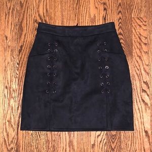 Black faux suede skirt